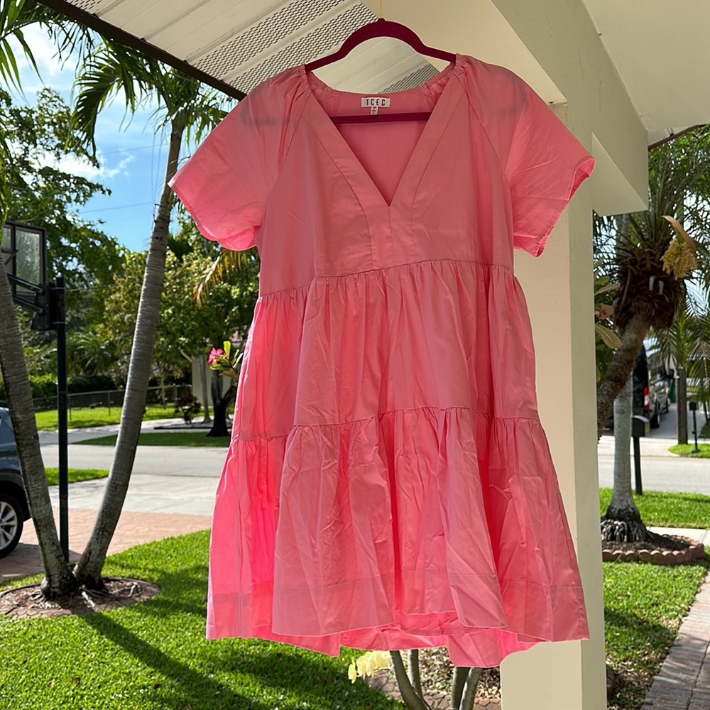 TCEC Pink “Squeeze the Day” Babydoll Tiered Dress L
